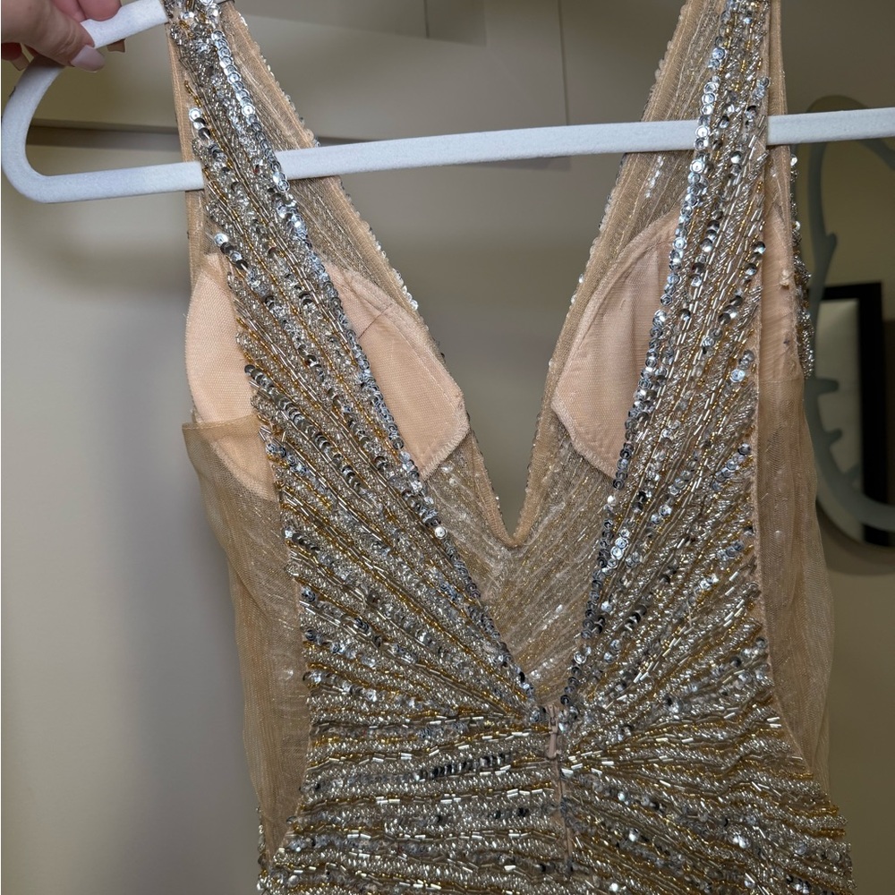 Jovani Gold Beaded Sequin Evening Gown - Picture 5 of 16